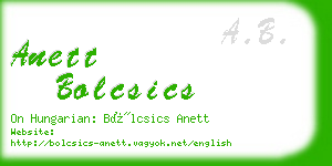 anett bolcsics business card